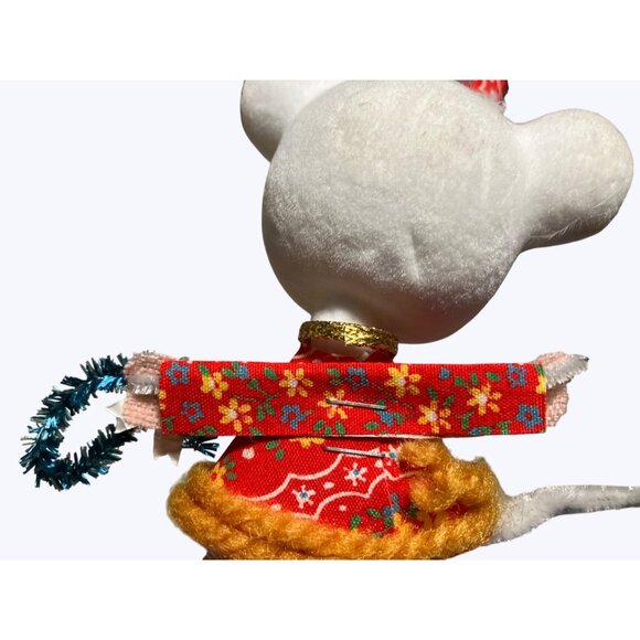 Vintage Christmas Mouse Ornament With Red and Yellow Outfit - Picture 9 of 9